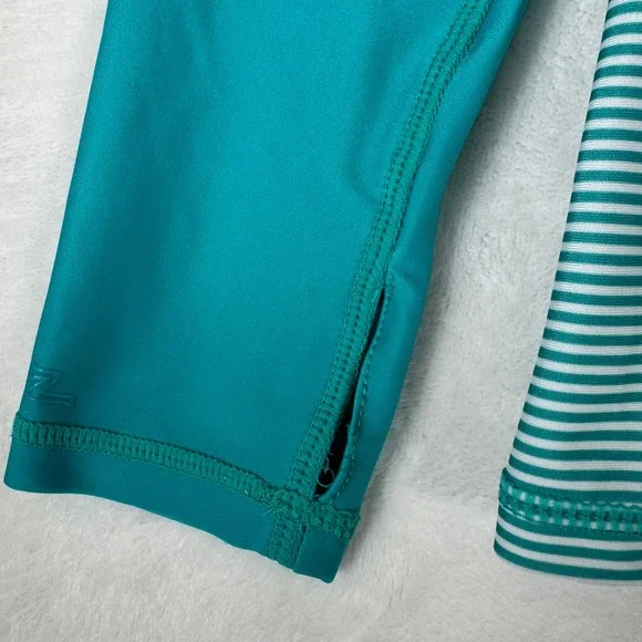 UV Skinz UPF 50+ Sunwear Jacket Womens Medium Teal Striped Full Zip Rash Guard - Picture 9 of 10